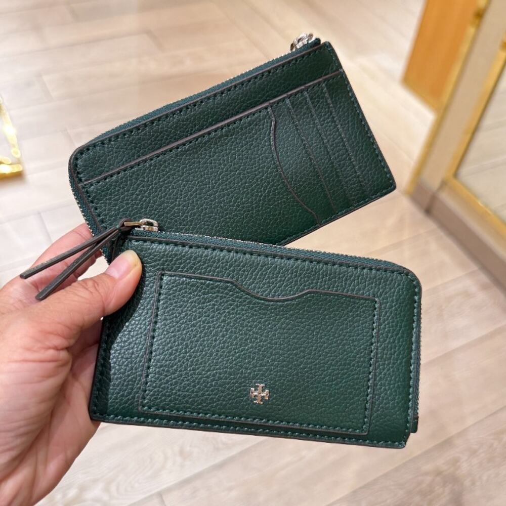 New‼️Tory Burch Blake Zip Card Case 190326 $150 Deep Green